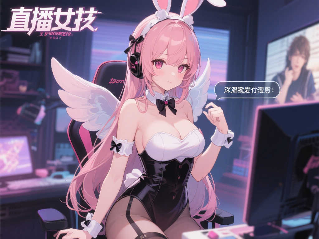 主播女孩极度依赖：天使酱兔女郎版绝美呈现